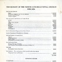 The Budget of the North Congregational Church for 1956.
